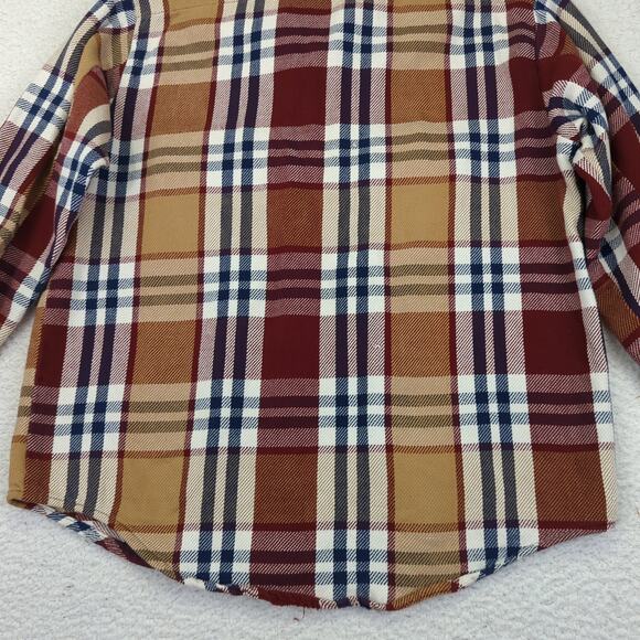 Vintage 1970s Columbia Button Down Shirt Plaid Flannel Tan Red Men's Size Large - Picture 6 of 8